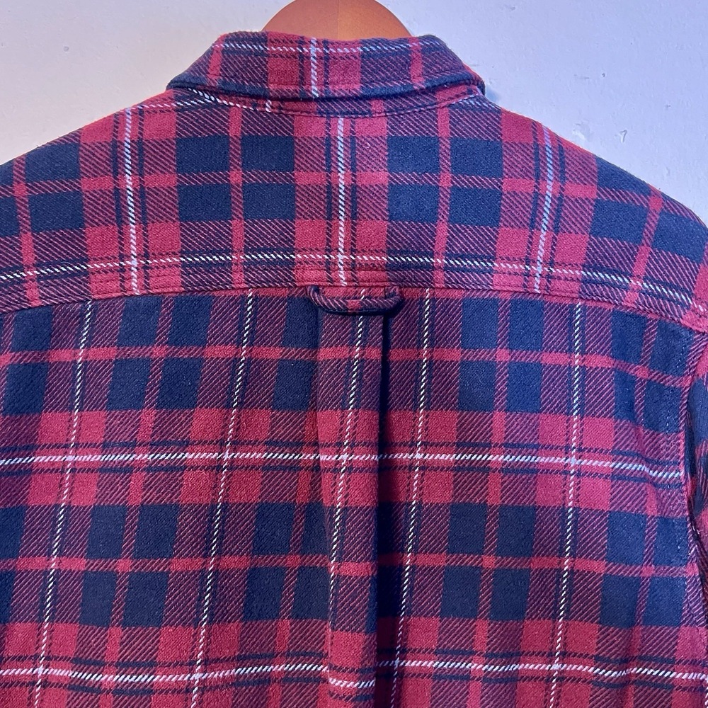 Orvis Mens Flannel Plaid Button Down Shirt, Long Sleeve, Red Navy - Picture 4 of 10